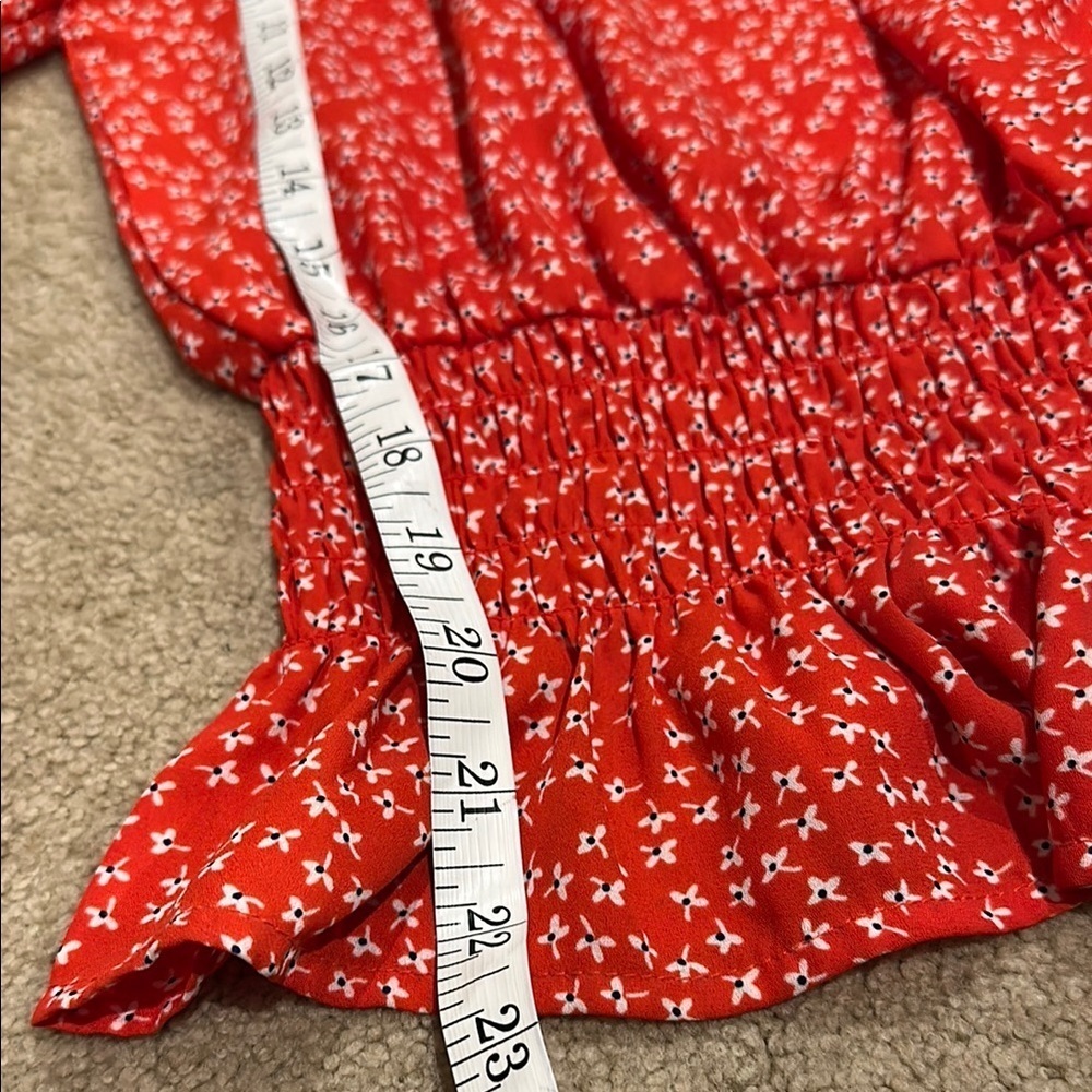 Sienna Sky Red and White Smocked Puff Sleeve Blouse​​​​ - Picture 5 of 6